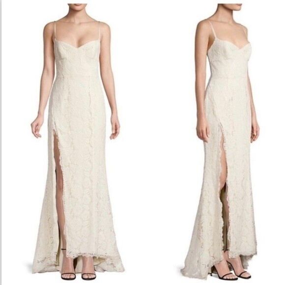 Fame and Partners Dandelion Dress Gown Maxi Lace Cream Champagne Size 2 - Picture 1 of 16